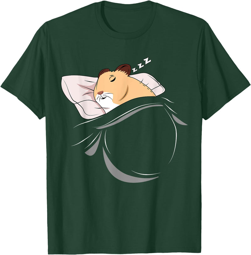 Hamster Sleeping Hammy Pajamas Nap PJs Outfit Gift Hamster T-Shirt - Dark Green