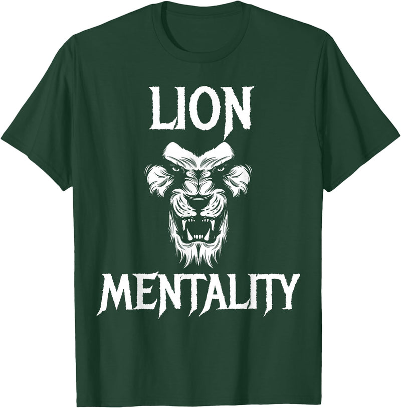 Lion Judah Shirts Animal Tees Lion Mentality Animal T-Shirt King Tees T-Shirt - Dark Green