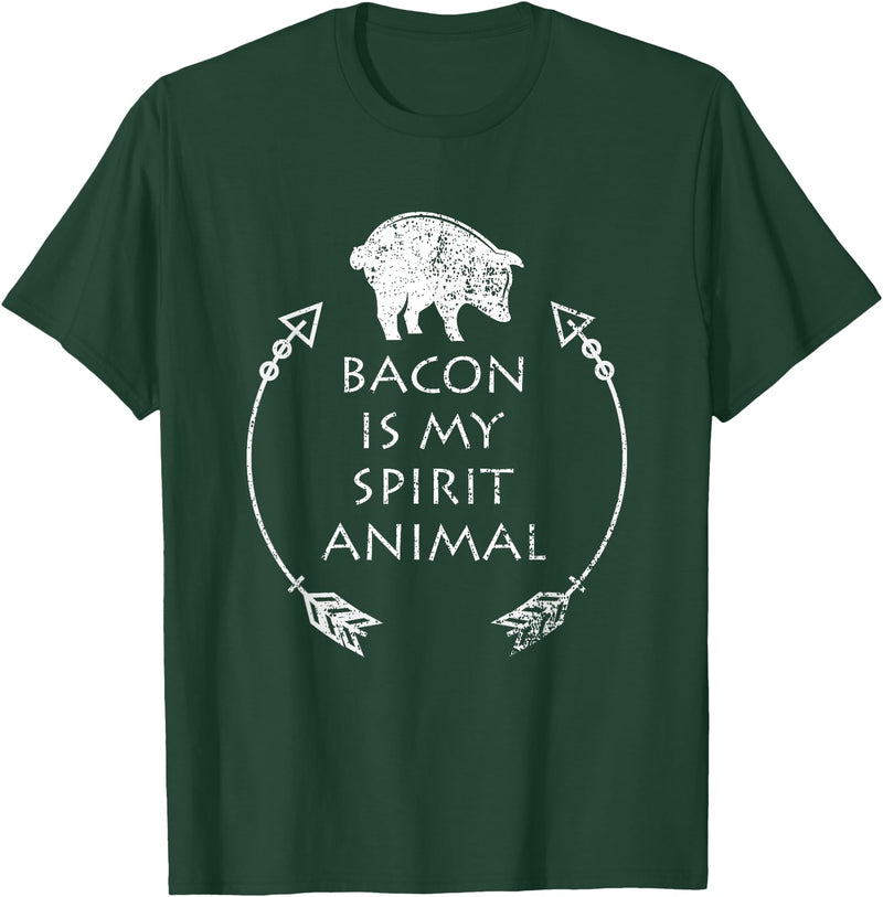 Pig Tees by MasArt Bacon is my Spirit Animal Funny Pig T-Shirt Distressed Gift T-Shirt - Dark Green