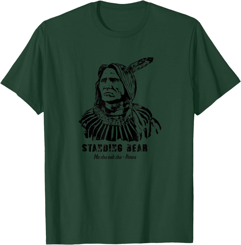 Nebraska Statue Oklahoma Court Standing Bear Ponca Tribe T-Shirt - Dark Green