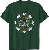 Rabbit Lovers Mother of Rabbits Cute Bunny Graphic T-Shirt in Dark Green