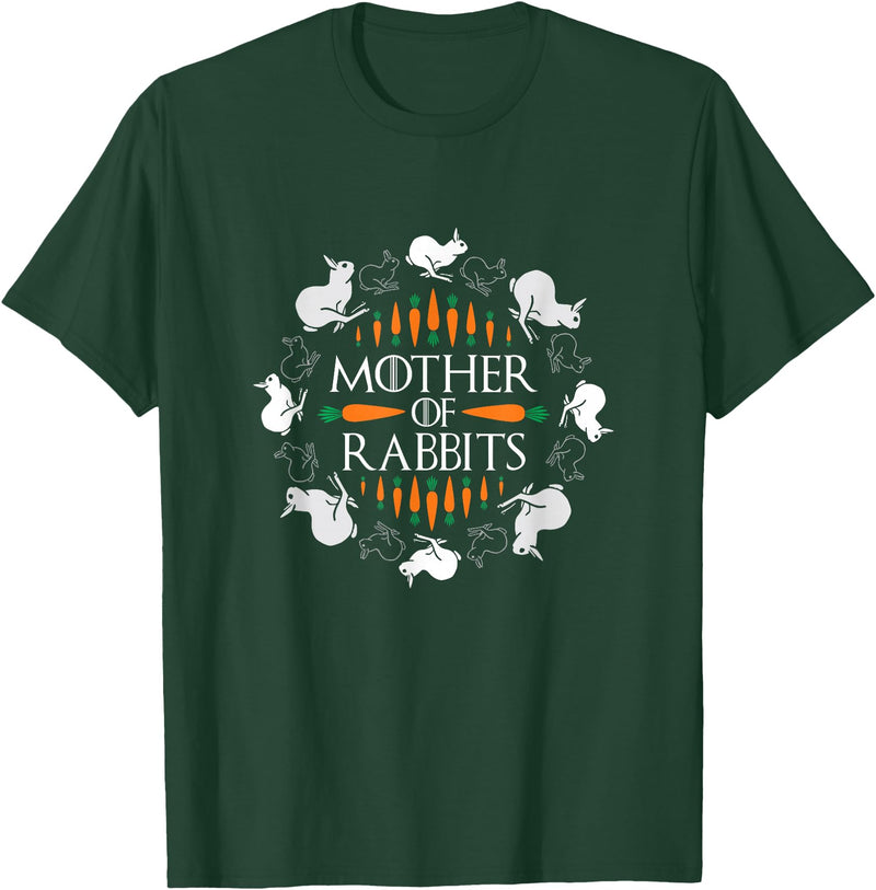 Rabbit Lovers Mother of Rabbits Cute Bunny Graphic T-Shirt in Dark Green