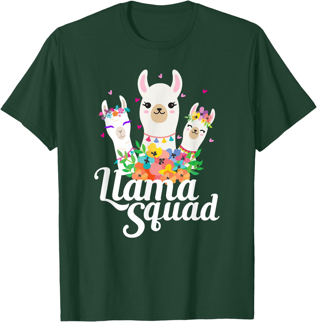 Llamas and Alpaca Gifts Llama Squad Funny Cute Llama Matching T-Shirt - Dark Green