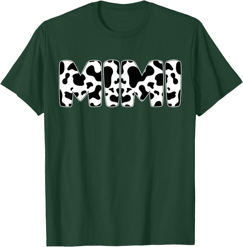 Family Matching Gifts Cow Mimi Cow Print Cow Pattern Mother's Day T-Shirt - Dark Green