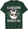 LLama Squad Shirts and Gifts Llama Birthday Girl Party Outfit Amazing Pun Fun Rainbow T-Shirt - Dark Green