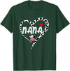 Black White Family Cow Farm Nana Cow Print Cow Heart Pattern Farmer Cows Mother's Day T-Shirt - Dark Green