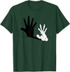 Hand Shadow Funny Chinese Shadow Rabbit T-Shirt in Dark Green