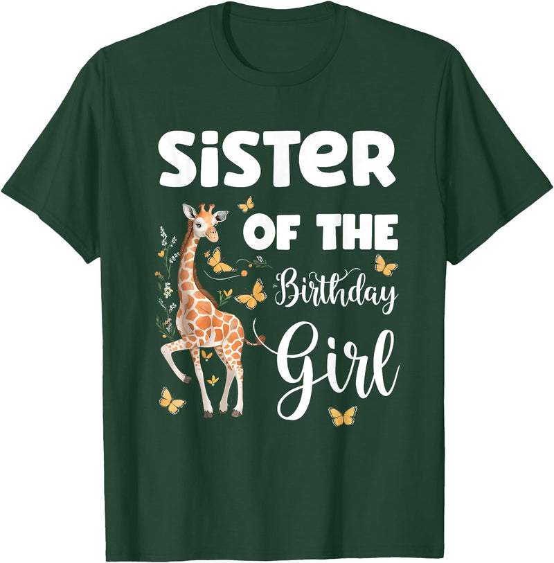 Giraffe Birthday Party by LazyPanda Giraffe Sister of the Birthday Girl Matching Family T-Shirt - Dark Green