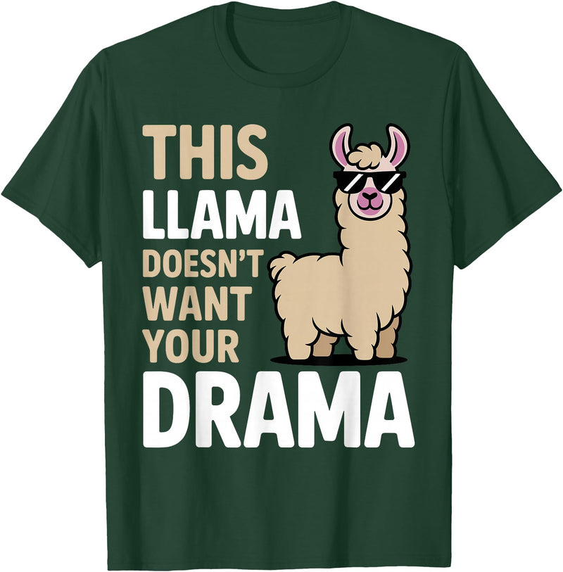 Llama Gift Llama Lover Accessories & Lama Stuff Funny Llama Design for Men Women Kids Llama Lover Llama T-Shirt - Dark Green