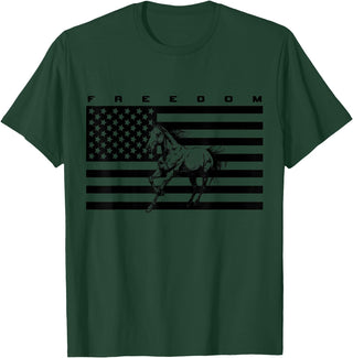 BASBO American Flag Horseback Riding Apparel - Horse T-Shirt - Straight - Dark Green