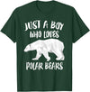 Polar Bear Lover Gift Just A Boy Who Loves Polar Bears T-Shirt Bear Lover Gift T-Shirt - Dark Green