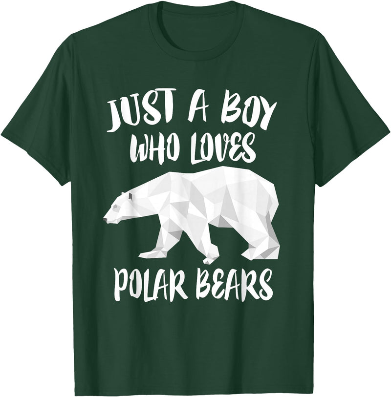 Polar Bear Lover Gift Just A Boy Who Loves Polar Bears T-Shirt Bear Lover Gift T-Shirt - Dark Green