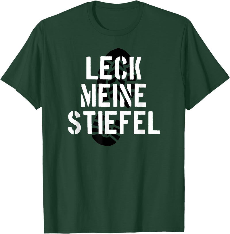 Bear Daddy Leck Meine Stiefel Lick My Boots German Gay Leather T-Shirt T-Shirt - Dark Green