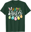 Happy Easter Bunny Rabbit Face Funny Easter Day Women Girls T-Shirt (Black) in Dark Green