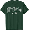 Buffalo NY by Kruzelly Vintage Buffalo New York 716 T-Shirt - Dark Green
