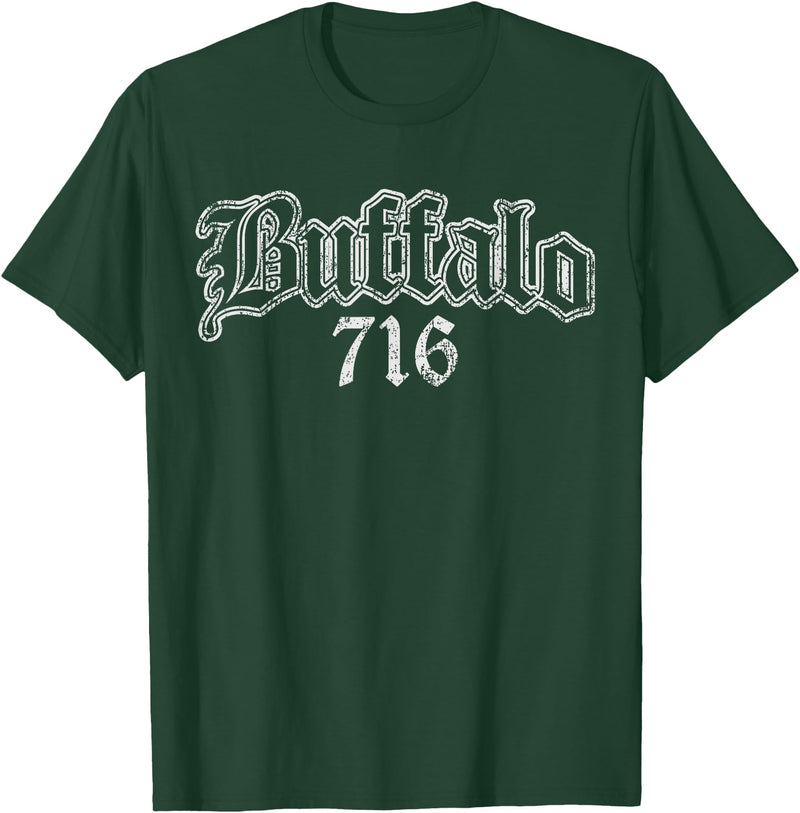 Buffalo NY by Kruzelly Vintage Buffalo New York 716 T-Shirt - Dark Green