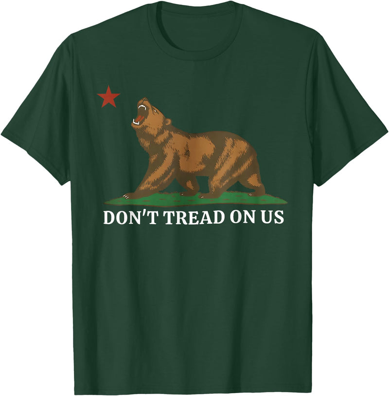 Dont Tread On Us Bear California Patriot Tee Don't Tread On Us California Bear Patriotic T-Shirt - Dark Green
