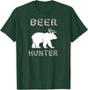 funny Beer Hunter shirt Funny Bear Deer BEER Hunting Tee Shirt T-Shirt - Dark Green