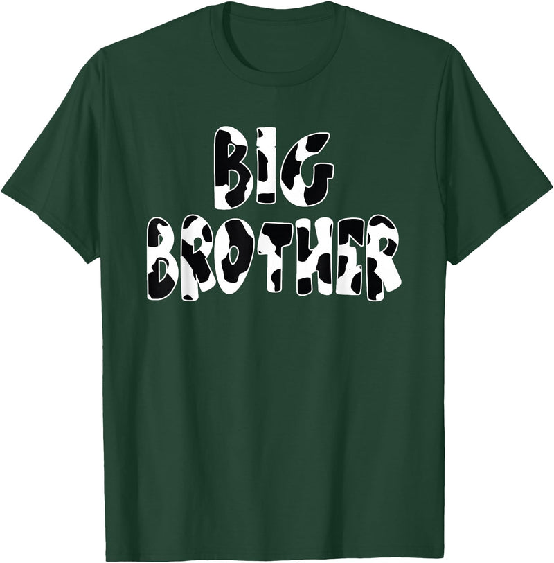 funny saying Gifts for Family Members and more Big Brother Cow Print Cow Pattern T-Shirt - Dark Green