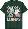 Funny Adorable Llama Lover Just a Girl Who Loves Cute Llamas Gifts for Girls Kids T-Shirt - Dark Green
