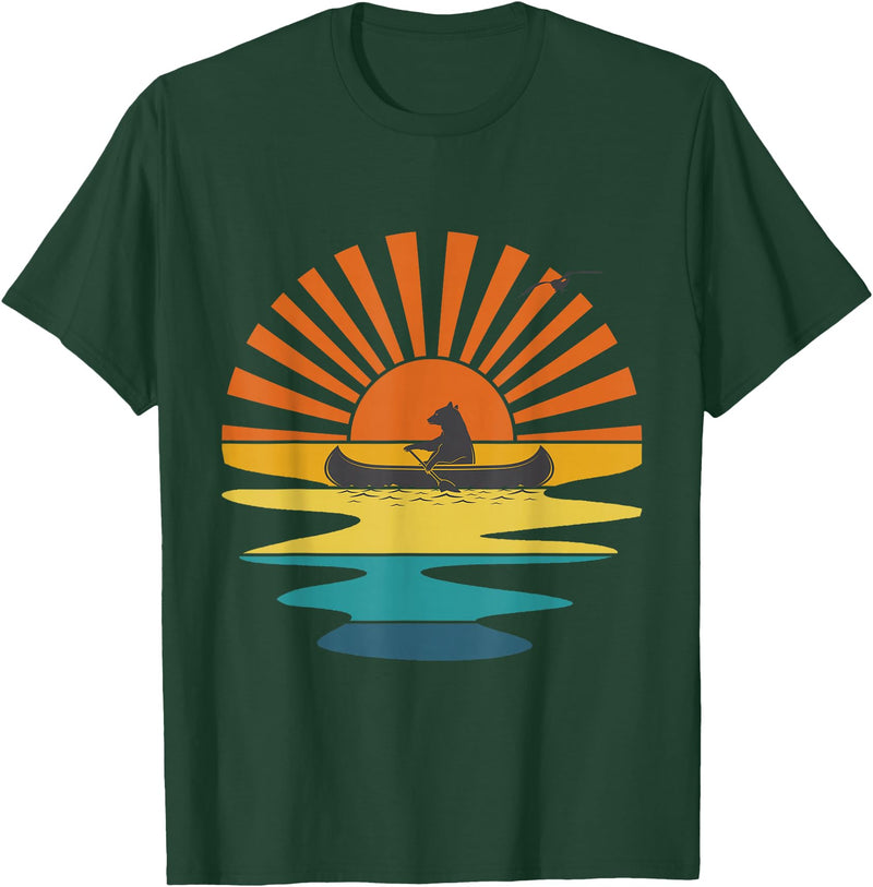 BOLD POD Sunset Canoe Bear T-Shirt - Dark Green