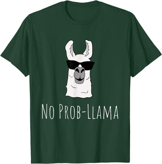 Llama Mama Apparel No Prob-Llama No Problem Cute Funny Cool Llama Alpaca Gift T-Shirt - Dark Green
