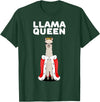 Womens Llama Shirts for Girls Llama Queen | Girls Llama Tshirt | Womens Llama T-Shirt - Dark Green