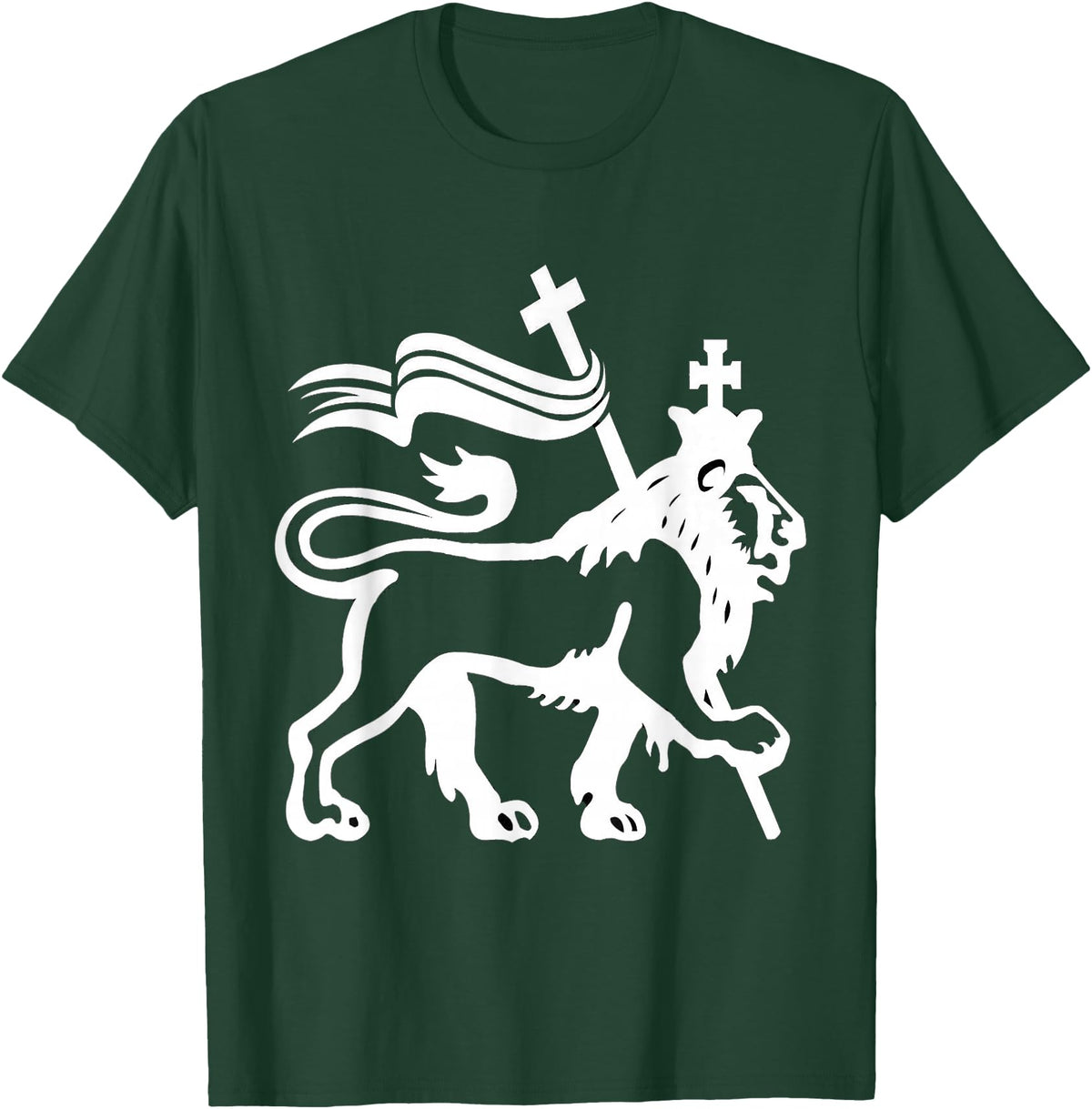 T and T Lion Christian Designs Lion Of Judah T-Shirt - Dark Green