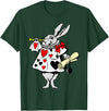 Alice in Wonderland Rabbit Easter Bunny Playing Music T-Shirt in Dark Green