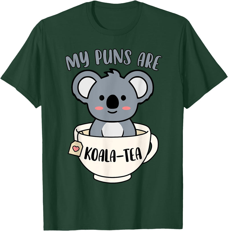Cute Shirts and Merch My Puns Are Koala Tea Funny Cute Koala Bear Animal Pun T-Shirt - Dark Green