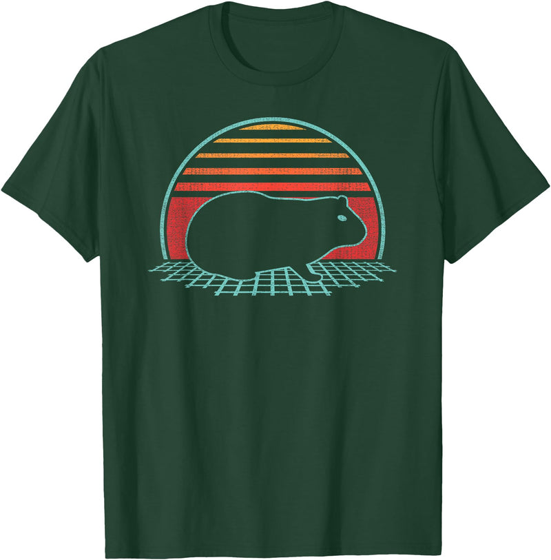 Guinea Pig Graphic Art Designs Guinea Pig Lover Animal Retro Vintage 80s Style T-Shirt - Dark Green