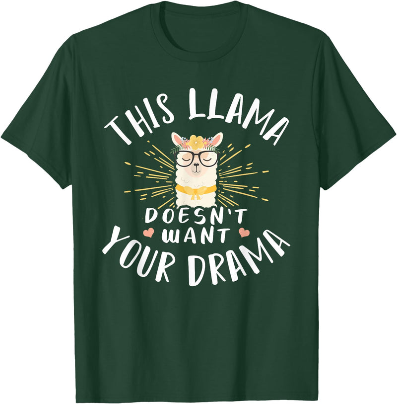 Cute Llama And Alpaca Animal Design Ideas Dieses Lama Wanna dein Drama nicht T-Shirt - Dark Green