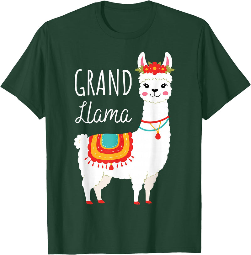 Mother's Day Gifts & Apparel Grand Llama - Grandma Grandmother Llama Lovers Mother's Day T-Shirt - Dark Green
