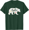 All in the Bear Family Aunt Auntie Bear Floral Flowers Pattern Fun Gift T-Shirt - Dark Green