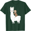 Sloth & Llama Animal Gifts Sloth Riding Llama Shirt Funny Birthday Gift for Boy, Girl T-Shirt - Dark Green