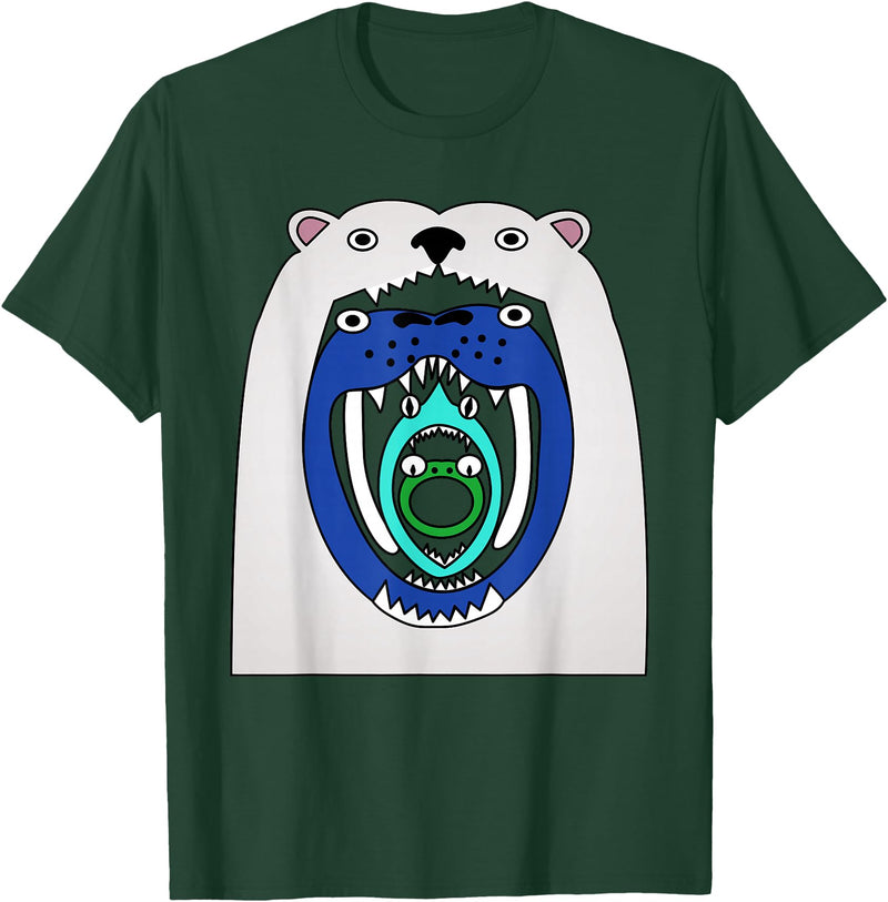 Cute designs for kids Polar Bear Food Chain Funny Kids T-Shirt T-Shirt - Dark Green