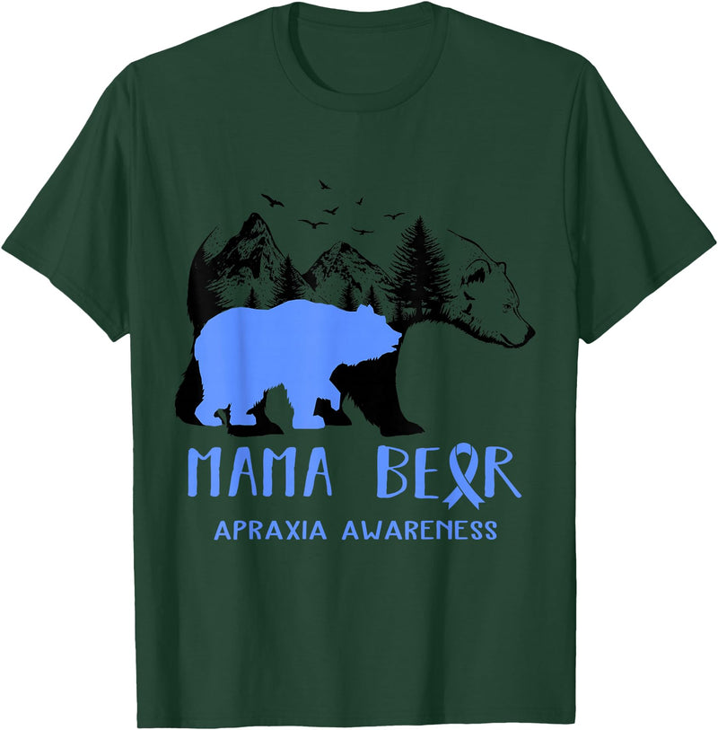 Mama Bear Apraxia Awareness Shirt For Women Men T-Shirt - Dark Green