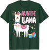Family Matching Llama Birthday Party Supplies Auntie Llama Aunt Of The Birthday Llama Birthday T-Shirt - Dark Green