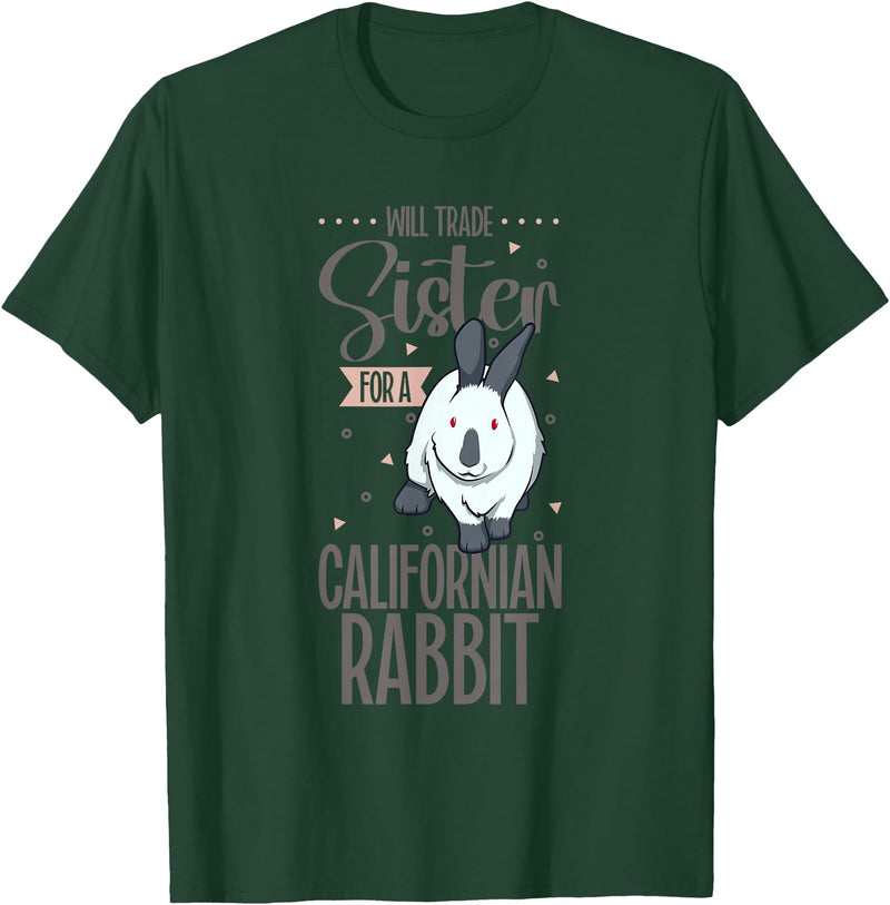 My Sister Against a California Rabbit T-Shirt in Dark Green