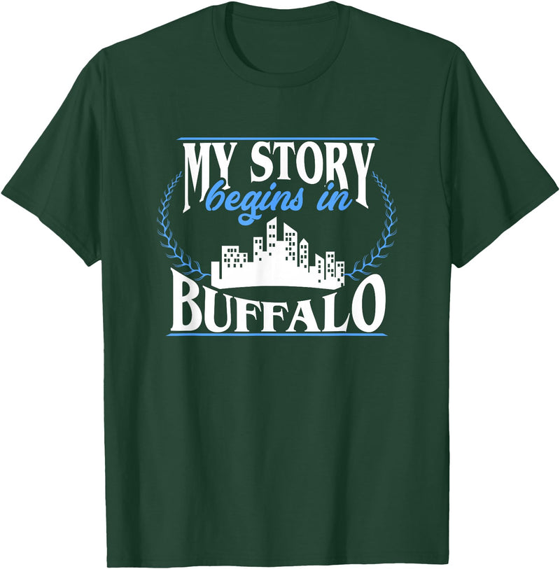City Designs by Dennex Born in Buffalo T-Shirt - Dark Green