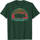 Pig Retro Vintage Style Pig Lover Farmer Farm Animal Retro Vintage 80s Style T-Shirt - Dark Green