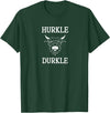 The Kilted Crow Hurkle Durkle Funny Scotland Highlands Cow Graphic T-Shirt - Dark Green