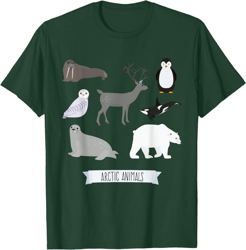 Novelty Arctic Animal Gifts Arctic Animals Gift Walrus Penguin Polar Bear Arctic Kids T-Shirt - Dark Green