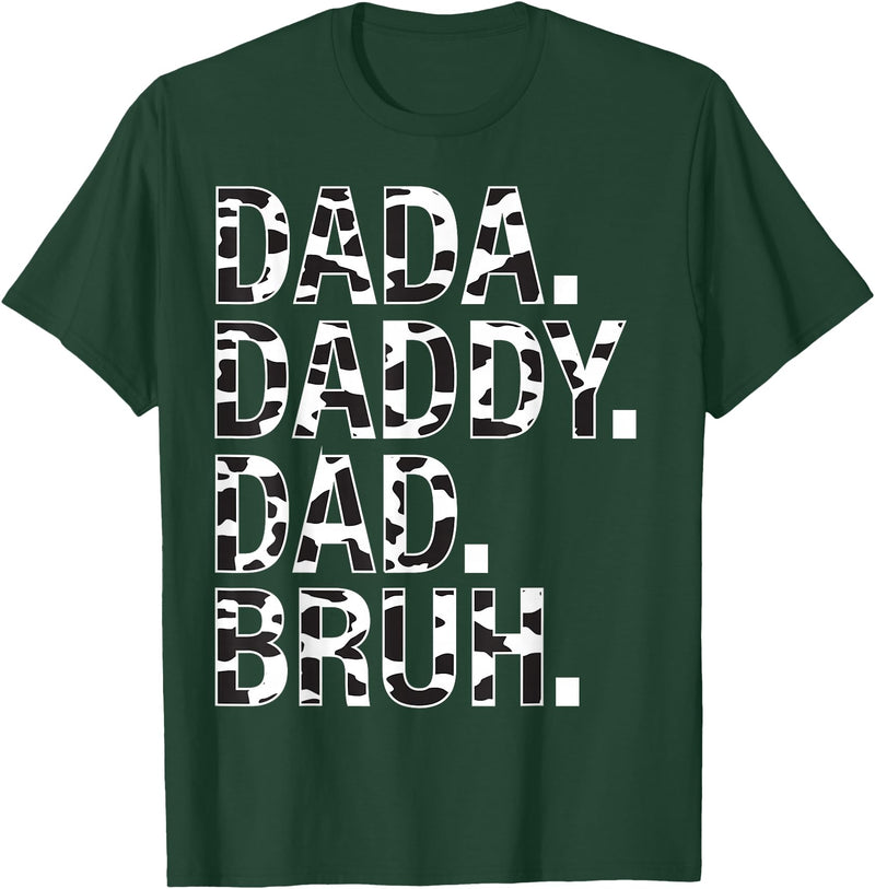 Highland Cow Dad Shirt Dad Cow Print Father's Day Dad Dada Daddy Bruh Papa Cow Daddy Love Cows Dad Cow Print T-Shirt - Dark