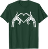 Skeleton Hand Halloween Trendy Novelty Graphic Art Skeleton Hands Heart Sign Halloween Tops T-Shirt - Dark Green