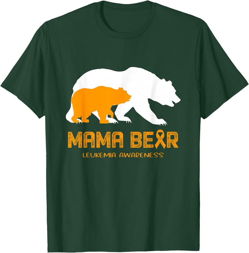 LEUKEMIA Awareness T-Shirt Mama Bear LEUKEMIA Awareness Shirt For Women Men T-Shirt - Dark Green