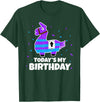 Todays My Bday LLama Tees Cute Birthday Llama Funny Bday Animal Party T-Shirt - Dark Green