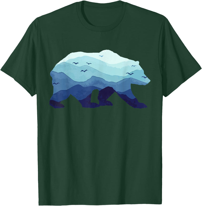Grizzly Bear Mountains - Gifts & Apparel Co. Bear Nature Mountains Grizzly Hiking Camping Outdoor Gift T-Shirt - Dark Green