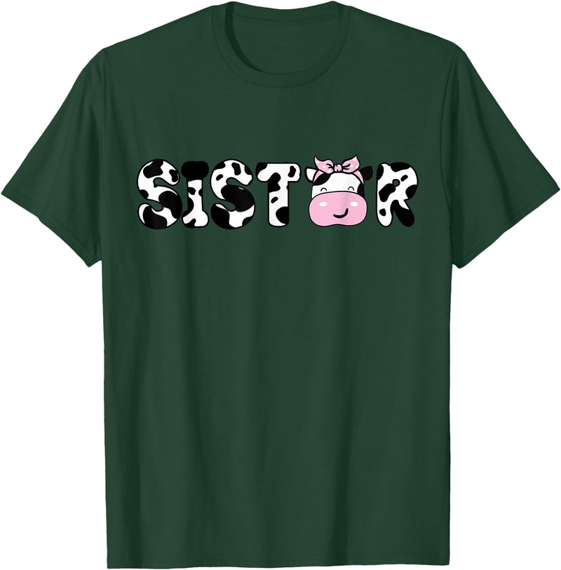 Cow Family Matching Birthday Tee For Mom Dad Kids Sister of The Birthday Boy Funny Cow Sí Family Matching T-Shirt - Dark