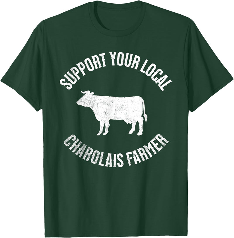 Charolais Cow Support Charolais Cow Cattle Farmer Meat T-Shirt - Dark Green